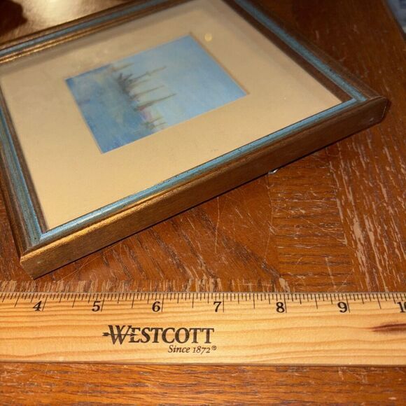 Framed SIGNED FRANCIS WEST Painting ORIENTAL ASIAN Influence BOATS SEASCAPE - Picture 4 of 7